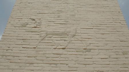 Ancient stone brickwork art is seen at the ancient city of Babylon in Iraq. (Windfall Films)