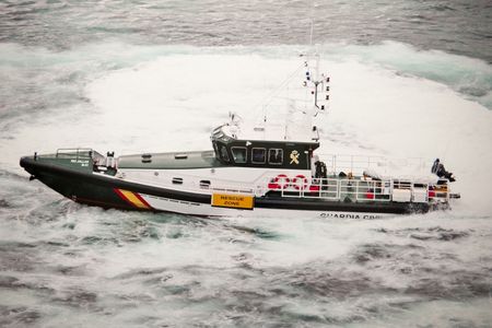 A Guardia Civil boat sails on rough seas. (Guardia Civil)