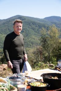 NC - Gordon Ramsay during the final cook in the Smoky Mountains of North Carolina. (Credit: National Geographic/Justin Mandel)