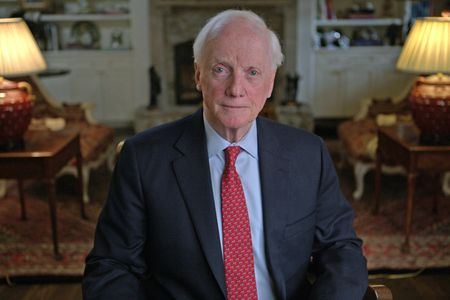 Frank Keating is pictured in close-up portrait during the production of National Geographic's   Oklahoma City Bombing: One Day In America. Keating was Governor of Oklahoma in 1995 and oversaw the state’s response to the Oklahoma City bombing. On April 19, 1995, America experienced the deadliest domestic terror attack in its history. Thirty years later, this series tells the story of that day told only by those who lived through it – the people of Oklahoma. (National Geographic/Brandon Widener)