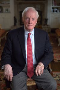 Frank Keating is pictured in close-up portrait during the production of National Geographic's   Oklahoma City Bombing: One Day In America. Keating was Governor of Oklahoma in 1995 and oversaw the state’s response to the Oklahoma City bombing. On April 19, 1995, America experienced the deadliest domestic terror attack in its history. Thirty years later, this series tells the story of that day told only by those who lived through it – the people of Oklahoma. (National Geographic/Brandon Widener)