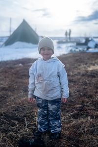 Sabastian Hailstone in his families Kiwalik camp site. (BBC Studios Reality Productions/Ashton Hurlburt)