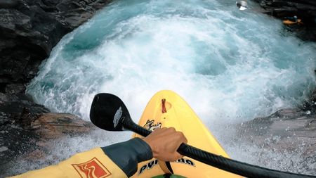 Point of view of Gerd Serrasolses as he kayaks down a waterfall.  (mandatory photo credit: Gerd Serrasolses)