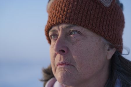 Sue Aikens hunts for ptarmigan in the tundra during the winter season for subsistence food. (BBC Studios Reality Productions, LLC/Jayce Kolinski)