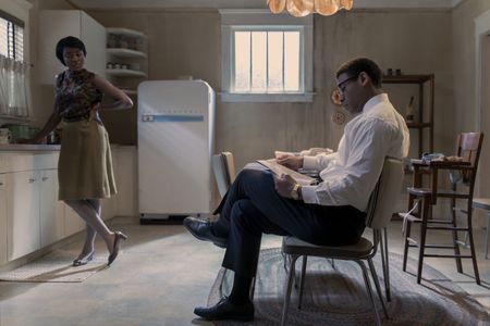 Betty, played by Jayme Lawson, and Malcolm, played by Aaron Pierre, at home in their kitchen in GENIUS: MLK/X. (National Geographic/Richard DuCree)