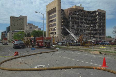 A Fire Crew works at the Alfred P. Murrah Federal Building following the bombing on April 19th, 1995, in Oklahoma City, Okla. (Danny Atchley)