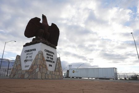 A statue of a bald eagle stands proudly at the Bridge of the Americas in El Paso, Texas. (National Geographic)