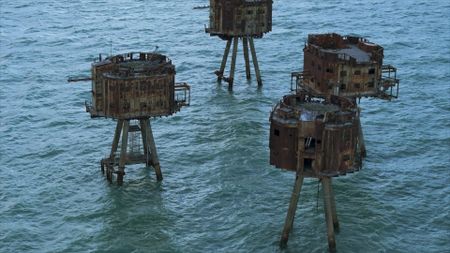 Redsands Forts is seen in an aerial view in Kent, UK. (National Geographic)