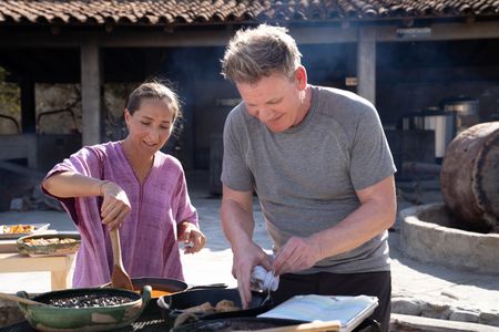Oaxaca, Mexico - Gordon Ramsay (R) and chef, Gabriela Camara (L), during the final cook in Mexico. (Credit: National Geographic/Justin Mandel)