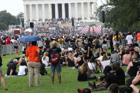Crowd in front of Lincoln Memorial at the 2020 March on Washington.  (National Geographic/Drew Jones)