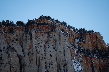 A snow dusted cliff face in Zion Canyon.  (National Geographic/Jeff Reed)