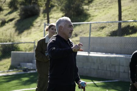 Cesar Millan with Angela at the Dog Psychology Center. (National Geographic)