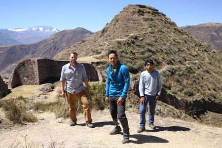 Cusco, Peru - Thomas Hardy, Albert Lin and Adan Choqque Arce at Wat'a in Peru. (National Geographic)