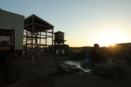 The sun sets on the Pol family farm's new pond. (National Geographic)
