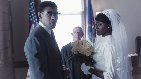 Malcolm X, played by Aaron Pierre, and Betty Shabazz, played by Jayme Lawson, on their wedding day in GENIUS: MLK/X. (National Geographic/Richard DuCree)