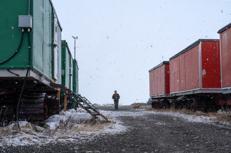 Sue Aikens checks her camp after being away from her property for health reasons. (BBC Studios Reality Productions/Jayce Kolinski)