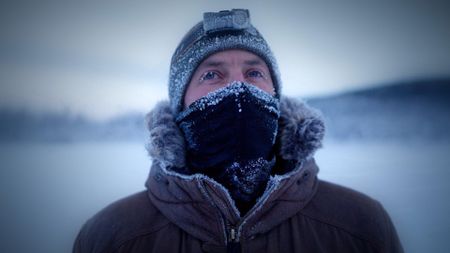 Johnny Rolfe hunting for caribou in the winter season in the Brooks Range. (BBC Studios/Charlie Beck)