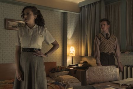 A SMALL LIGHT - Miep, played by Bel Powley, with her brother Cas, played by Laurie Kynaston, as seen in A SMALL LIGHT. (Credit: National Geographic for Disney/Dusan Martincek)