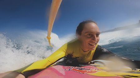 Justine Dupont smiles as she prepares to surf Jaws again. (Mandatory photo credit: Justine Dupont)