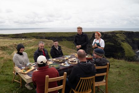 Gordon Ramsay and Chef Anna Haugh at the final cook with their guests. (National Geographic/Justin Mandel)