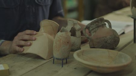 Previously found artifacts are displayed at the Tel Aviv University in Tel Aviv, Israel. (Windfall Films/Nava Mizrahi)