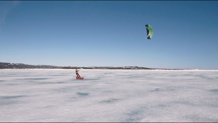 Eric McNair Landry kite skiing in the arctic, on an expedition across the northwest passage.  (Mandatory photo credit: Sarah McNair Landry)