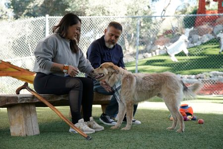 Victoria and Adrian interacting with Maverick. (National Geographic)