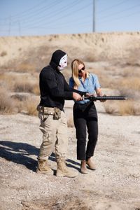 Dutch and Mariana van Zeller examine the 3D printed assault rifle. (Credit: National Geographic)