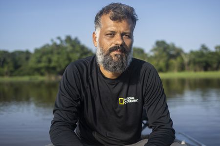 Portrait of biologist Hugo Costa on the Juruá River, a tributary of the Amazon. (credit: National Geographic/André Dib)