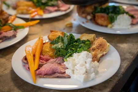 The completed roast dinner. (National Geographic/Chris Raphael)