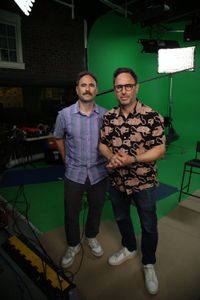 Randy and Jason Sklar standing next to each other Infront of a green screen. (National Geographic/Robert Toth)