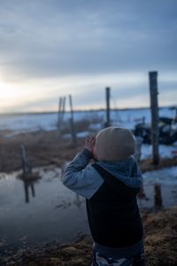 Sabastian Hailstone in his families Kiwalik camp site. (BBC Studios Reality Productions/Ashton Hurlburt)