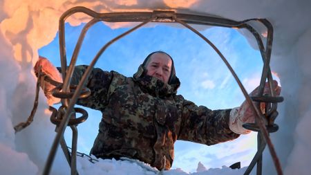 Chip Hailstone sets fur traps during the winter season. (BBC Studios/Pedro Delbrey)