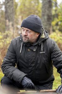 Finnish historian Mika Kulju at Raate Rd, where a vastly outnumbered Finnish force successfully defended against thousands of Soviet troops during the Winter War 1939. (National Geographic/Ciaran Henry)