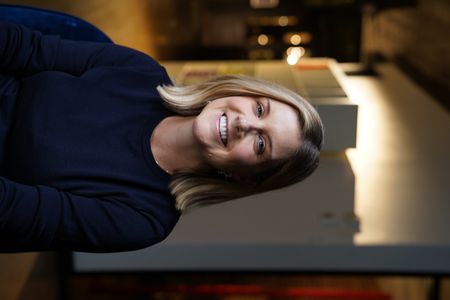 The New Yorker staff writer Lauren Collins poses for a portrait for "Killer Lies: Chasing a True Crime Con Man," a documentary series about obsession and deception, following the unraveling of French serial-killer expert Stephane Bourgoinìs career as a best-selling author and serial killer expert. (National Geographic/Ben Selkow)