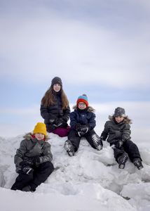 Leo, Mia, Colin and Laurent Pelletier in Kuujjuaq, Canada. (Credit: National Geographic/Katie Orlinsky)