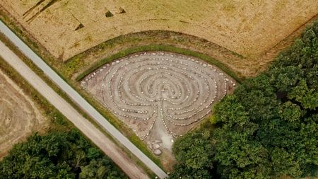 Birds eye view Broken Circle monument for Yde girl. (2023 BOG PEOPLE SEASON ONE INC.)