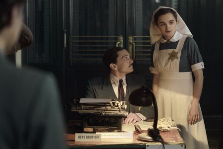 A SMALL LIGHT - Max Stoppelman, played by Sebastian Armesto, and Nurse Betje, played by Hannah Bristow, as seen in A SMALL LIGHT. (Credit: National Geographic for Disney/Dusan Martincek)