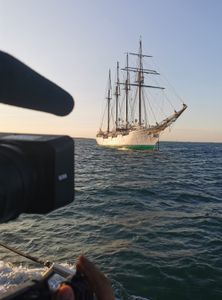 The Spanish training ship Juan Sebastian Elcano is pictured in Cadiz, Spain. (National Geographic/Jose Antonio Gavilán Tobal)