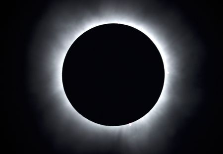 The total solar eclipse is observed from Goldthwaite, TX on April 8, 2024. (Credit: Ved Chirayath)