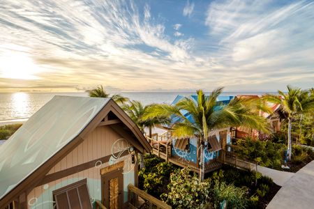 Beach cabanas are pictured on Lookout Cay at Lighthouse Point, The Bahamas. (Disney/Steven Diaz)