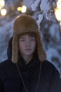 Skyler DeWilde in the wilderness with his family during the winter. (BBC Studios Reality Productions, LLC/JR Masters)