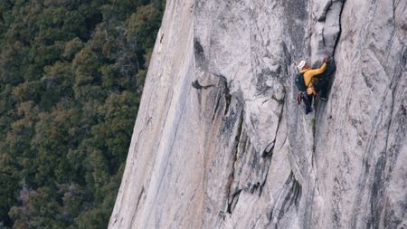 Conrad Anker climbs a big wall in Yosemite National Park.  (photo credit: National Geographic)