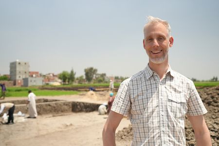 Leader of the Pi Ramesses excavations Henning Franzmeier poses for a portrait at the Pi Ramesses site in Egypt. (Windfall Films)