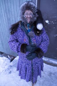 Cora Brown has been gifted Wade Kelly's first ptarmigan, providing food for an elder of his community. (BBC Studios Reality Productions, LLC/Ashton Hurlburt)