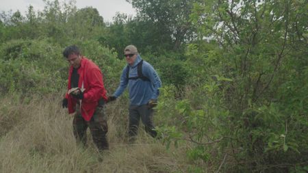 CBP AMO agents trek through rough terrain to try to find  signs of smuggling in Fajardo, P.R. (Lucky 8 TV/Ivan Leon)