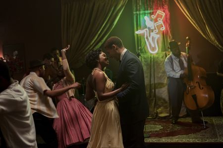 Evelyn, played by Mallori Johnson, and Malcolm, played by Aaron Pierre, dance at the jazz club in GENIUS: MLK/X. (National Geographic/Richard DuCree)