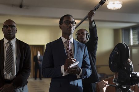 Lomax, played by Jared Wofford, and his crew in GENIUS: MLK/X. (National Geographic/Richard DuCree)