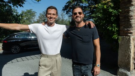 Antoni Porowski and Justin Theroux stand for a portrait. (National Geographic/Rebecca Eishow)