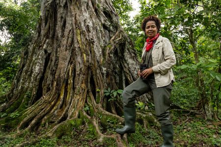 Paula Kahumbu is a world renowned conservationist and elephant expert, she has come to Odzala National Park to meet forest elephants in the wild for the first time in her career.  (National Geographic for Disney/Fleur Bone)